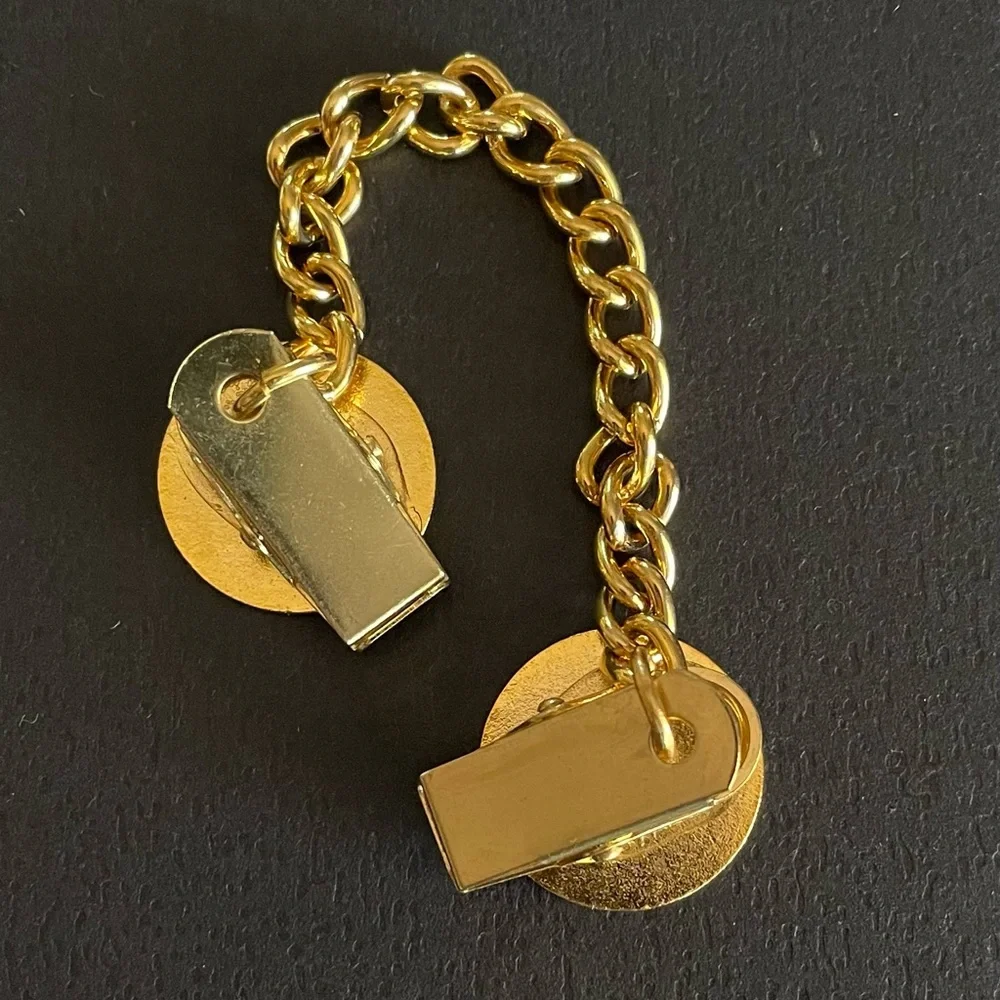 Vintage Good Sams Washington Cardigan Sweater Clips with Chain c 1970s - Picture 2 of 4